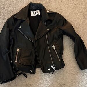 OAK Black Leather Jacket Rider style with Silver Accents